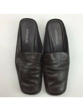 Aerosoles Womens Brown Leather Square Toe Slip-On Loafers Size 8.5